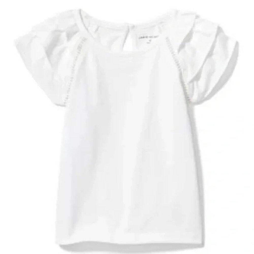 Janie and Jack White Tiered Ruffle Sleeve Top (3-6M)